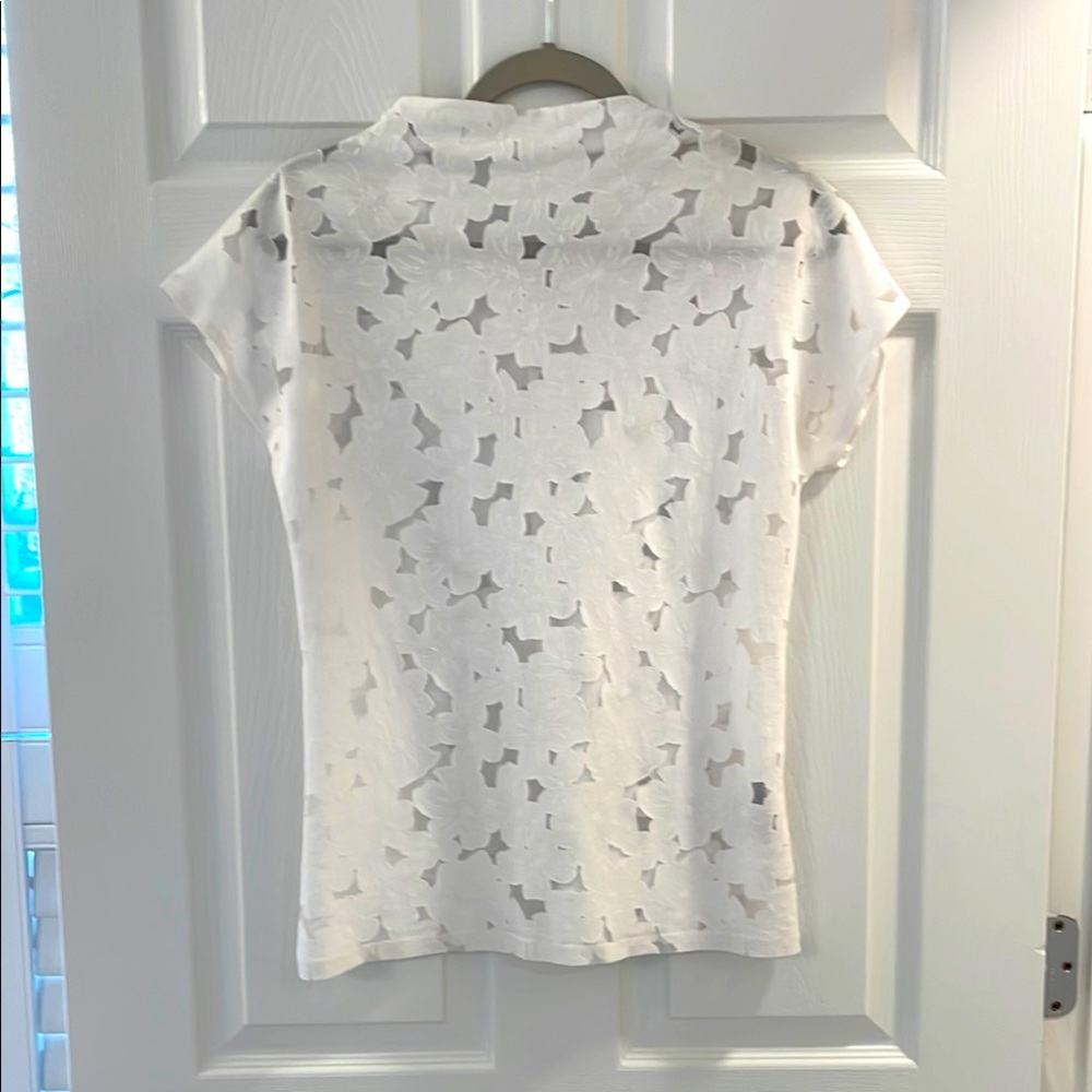 Reiss White Flower Lace Look Top